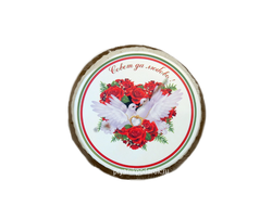 Пряник  заварной имбирный "Ваш свадебный дизайн" для гостей с начинкой вареная сгущенка с грецким орехом  480 гр.