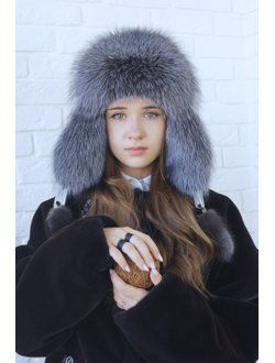 Ушанка "Полярная звезда" цвет белый + чернобурка (копия)