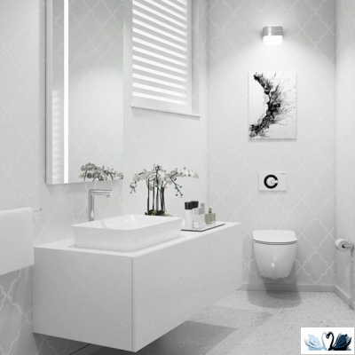 Раковина Creavit Ultra UL060-00CB00E-0000 60 х 40 см. Интерьер - ванная комната с белым мрамором