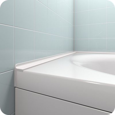 Акриловый плинтус бордюр для ванной BNV ГЛ24 12х24х750мм Белый левый