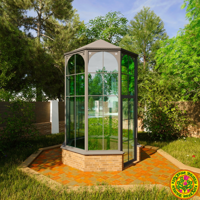 Коричневый профиль оранжереи ИДЭН, закаленное стекло с уплотнительной резинкой, тропические растения