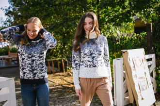 Свитер вязаный премиум-класса ёлки белый женский