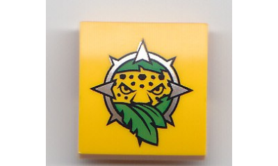 Slope, Curved 2 x 2 x 2/3 with Leopard Head and Leaves Pattern, Bright Light Orange (15068pb111 / 6179185)