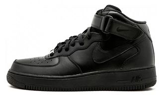 Nike Air Force 1 Mid All Black с мехом