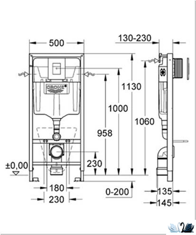 Инсталляция Grohe Rapid SL 38772001, со Skate Cosmopolitan хром