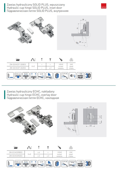 SALE Петля накладная, планка клип, самозакрывающаяся ZM-ECHC09BEO  GTV