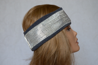 Вязаная летняя полоска на голову Vizio Италия 4607 F темно - серая фото