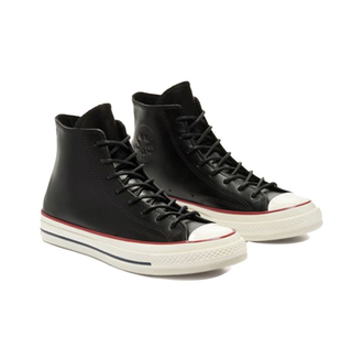 Кеды кожаные Converse Chuck Taylor 70 высокие черные с красной каймой