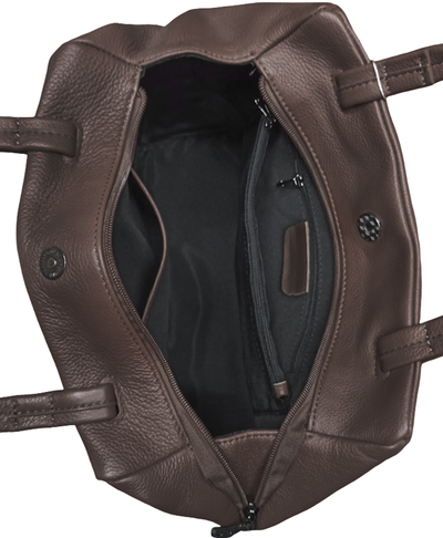 (АРТИКУЛ: 10006/8) СУМКА ЖЕНСКАЯ СРЕДНЕГО РАЗМЕРА, НАТУРАЛЬНАЯ КОЖА, ТЕМНО-КОРИЧНЕВАЯ, СПЕРЕДИ  КАРМАН, РУЧКИ ЧЕРЕЗ ПЛЕЧО