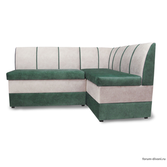 Кухонный Угловой диван "Форум-8" Зеленый/Слоновая кость Правый