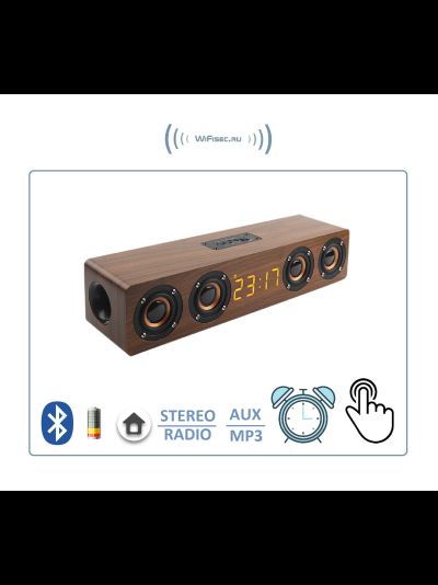 Bluetooth колонка СТЕРЕО, с информатором времени/будильник, радио FM, с аккумулятором для использования в помещении