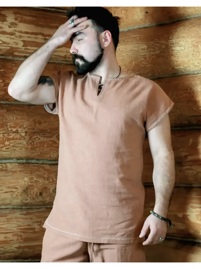 Туника для банщика из крапивы "Дар Мудрости" с вышивкой по краям