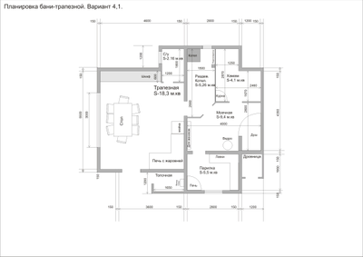 Гостевой одноэтажный дом-баня из клееного бруса КБ-02, 52м2