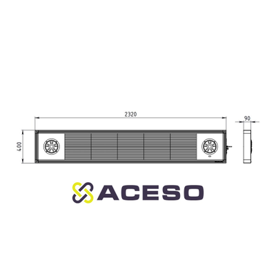 Визуально-акустическое табло 2320 x 400мм, подключена акустическая система 2х10 Вт ПДУ, датчик темпе