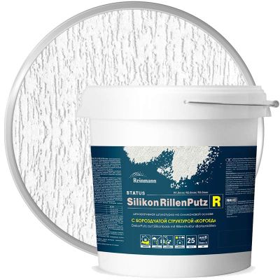 Штукатурка декоративная силиконовая REINMANN Status Silikon RillenPutz R15 Белая база Короед 1,5 мм 25 кг