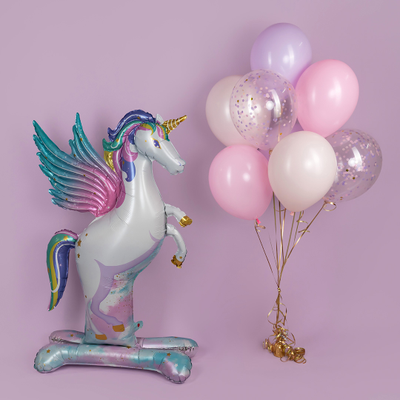 Шар 3D (55''/140 см) Фигура на подставке, Нежный единорог, Градиент