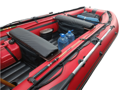 Моторная лодка ДИКИЙ 380 НДНД красный бак и вещи