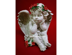 Ангел с розами 21*19см  0,7кг  полистоун Россия  1640/012785*
