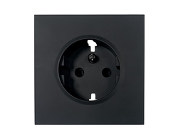 Лицевая панель для розетки 220V с заземляющим контактом, черный сатин Rikett - 35632 MB