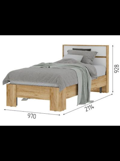 Хелен КР 01 Кровать 0.9х2.0 Крафт золотой/Белый шагрень (ортопедическое основание)