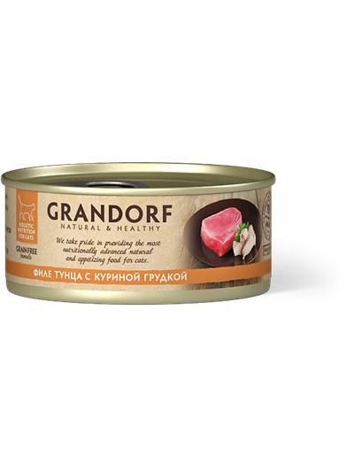 Консерва для кошек Grandorf Филе тунца с куриной грудкой 70 г