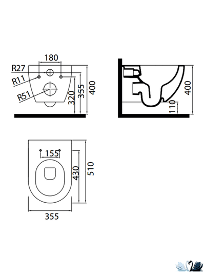 Чаша унитаза Creavit Free Antrasit FE320-00AM00E-0000 подвесная, с функцией биде, графит