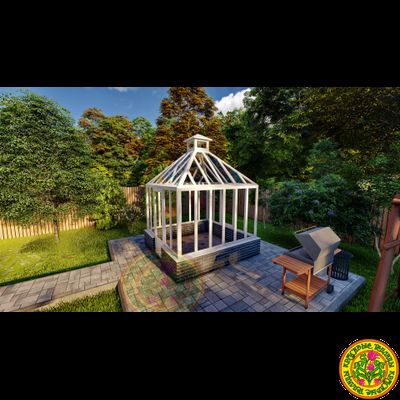 Базовая комплектация беседки в английском стиле из стекла и алюминия ЧЕЛСИ XS размером 2500 х 2500 мм