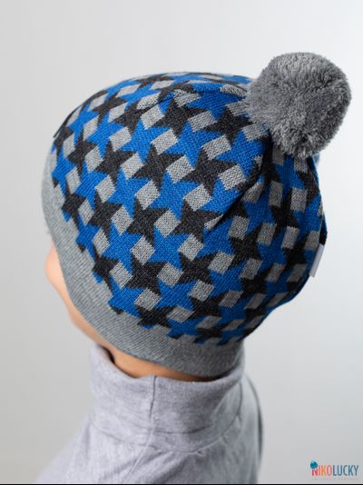 Шапка  21201-07, цвет серый,ярко-синий р. 54-56