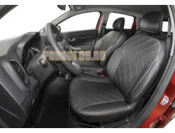 Чехлы экокожа RIVAL задняя спинка 40/60, рисунок Ромб для Lada Xray Cross хэтчбек 2018-