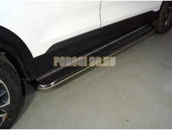 Пороги с площадкой (нерж. лист) 42,4 мм ТСС для Geely Coolray 2020-2024