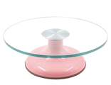 Стеклянный поворотный стол (розовый)