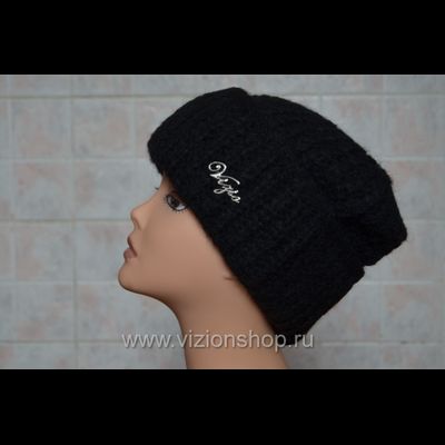 Вязаная шапка с отворотом для женщин Vizio Италия 202 CR черная