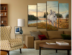 Модульная картина "Странствующие лошади"