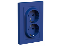 Розетка 2+2Р+Е, аквамарин, серия AtlasDesign