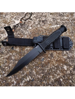 Тактический нож НР 43 сталь 65Г, рукоять резина, ножны ABS