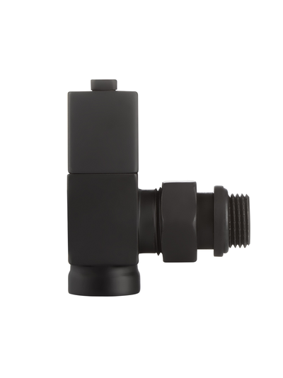 Набор дизайн-вентилей Royal Thermo CUBE, угловой (чёрный) 1/2"