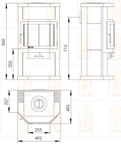 Печь-камин Ока с плитой, Мета - Бел (Беларусь)