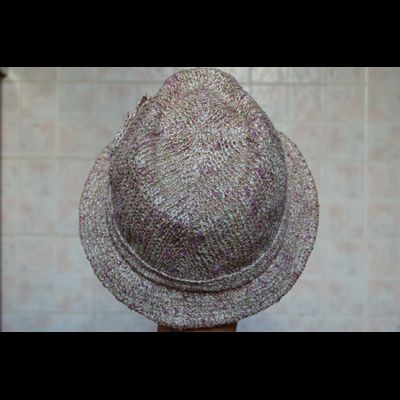 Шляпа вязаная летняя Федора  Vizio Италия 5023 оранжевая