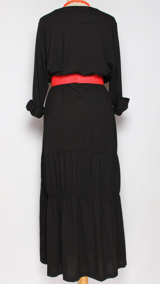 ПЛАТЬЕ "Оборка" ТРИКОТАЖНОЕ чёрное