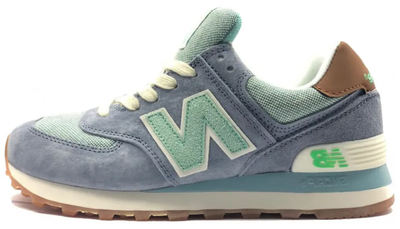 New Balance 574 серые с светло-зеленым женские