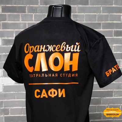 Футболка черная хлопок (Унисекс) с печатью флекс