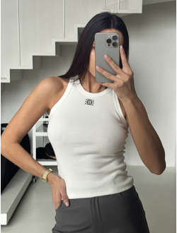 Облегающая майка из трикотажа (молочный)