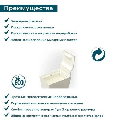 Система сортировки мусора ALBIO 45 2x16 L, белый пластик