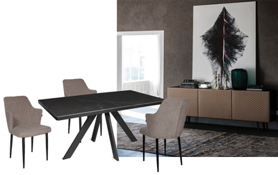 ELIOT черный/керамика черный мрамор 160(+45)х90