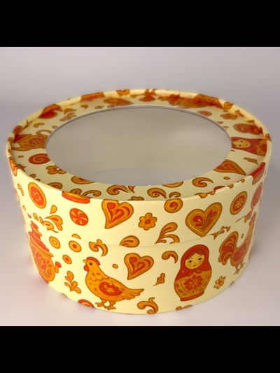 Коробка круглая для зефира, печенья с/о ("Сладкая матрешка"), Д160*70мм