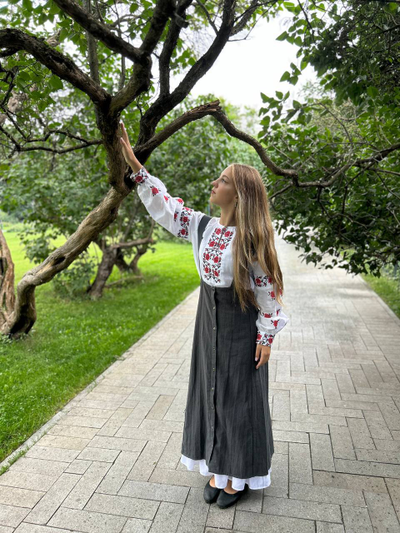 Рубашка конопляная "Розы"