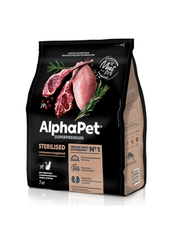AlphaPet (АльфаПет) Superpremium сухой корм для взрослых стерилизованных кошек с ягненком и индейкой, 7 кг