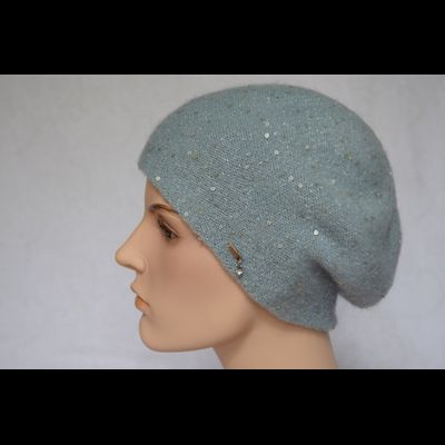 Вязаный берет голубого цвета Vizio Италия 6943 фото