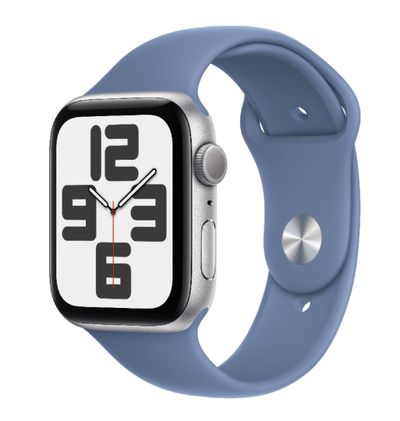 Apple Watch SE 2024 44 мм Silver Aluminum Case with Storm Blue Sport Band (Серебристый)