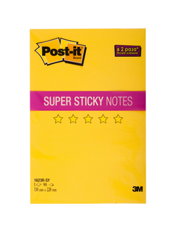 Блок-кубик Post-it Super Sticky 1623R-SY, 150х228мм, неон желтый (90 л)